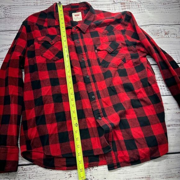 Levi's Button Down Men's Size XXL Pocket Flap Black & Red Flannel - Picture 4 of 6